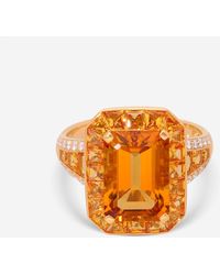Roberto Coin - 18k Yellow Diamond Citrine & Sapphire Art Deco Ring 3780119ay65x - Lyst