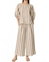 P.Cill - Striped Print Linen Off Shoulder Top - Lyst