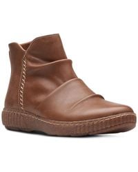 Clarks - Caroline Rae Leather Gathered Booties - Lyst