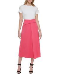 Calvin Klein - High Rise Twist Waist Midi Skirt - Lyst