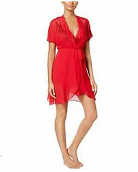 Linea Donatella - Lace Trimmed Chiffon Wrap Robe - Lyst