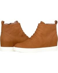 Linea Paolo - Ashley Bootie Cognac Leather Side Zip Wedge Boots Khd790 - Lyst