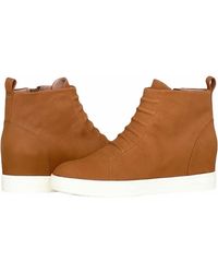 Linea Paolo - Ashley Bootie Cognac Leather Side Zip Wedge Boots Khd790 - Lyst