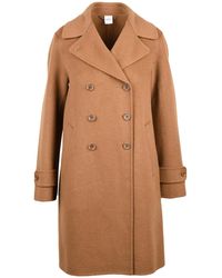 Aspesi - Double-Breasted Wool Coat With Button Closure And Side Pockets - Lyst
