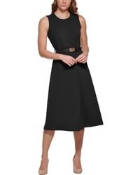 Calvin Klein - Belted Polyester Wear To Work Dress - Lyst