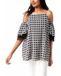 Alfani - Printed Cold Shoulder Top - Lyst