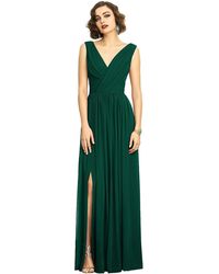 Dessy Collection - Sleeveless Draped Chiffon Maxi Dress With Front Slit - Lyst