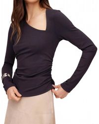 Fifteen Twenty - Shay Asymmetric Shirred Long Sleeve Top - Lyst