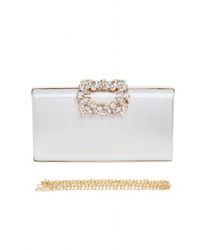 Fashnzfab - Crystal Buckle Metallic Box Clutch - Lyst
