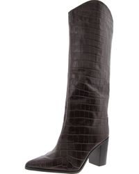 SCHUTZ SHOES - Maryana Block Heel Boots Crocodile Pull On Knee-High Boots - Lyst