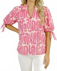 Thml - Callie Abstract Print Tie Sleeve Blouse - Lyst