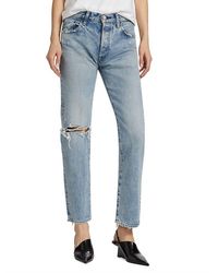 Moussy - Hesperia Distressed Straight-leg Jeans - Lyst