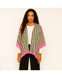 TRUEDAMES - Geometric Pattern Print Ruana Poncho - Lyst