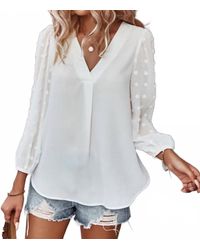 Miss Sparkling - Dotted V Neck Blouse - Lyst