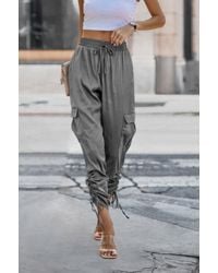 TRUEDAMES - Solid Drawstring Hem Flap Pocket Side Stacked Pant - Lyst