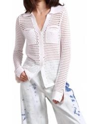 Minnie Rose - Plaited Mesh Button Down Top - Lyst