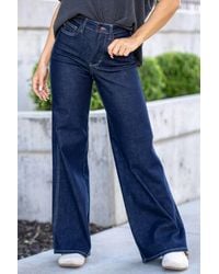 Judy Blue - High Waist Tummy Control Retro Wide Leg Dark Denim Jean - Lyst