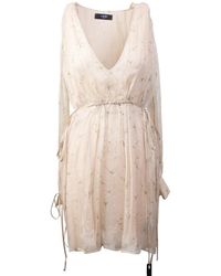 Amiri - Nude Floral Print Chiffon Dress - Lyst