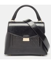 CH by Carolina Herrera - Monogram Embossed Patent Leather Push Lock Flap Top Handle Bag - Lyst