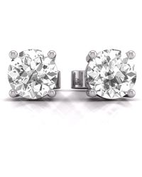 SSELECTS - 4 Carat Total Weight Round Diamond Solitaire Earrings With Basket Setting Pushbacks - Lyst