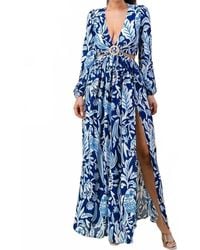 The Sang - Camille Chiffon O Ring Detail Floral Dress - Lyst