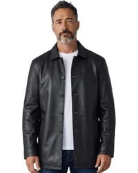 Infinity Leather - Leather Long Collared Car Coat Jacket - Lyst