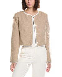 Cece - Contrast Patch Pocket Linen-Blend Jacket - Lyst