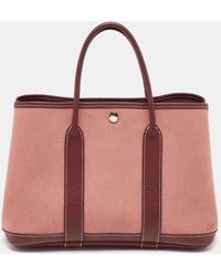 Hermès - Rouge H Buffalo Skipper Leather And Toile H Garden Party 30 Bag - Lyst