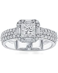 Pompeii3 - 1 5/8ct Princess Cut Halo Diamond Engagement Ring 14k White Gold Lab Grown - Lyst