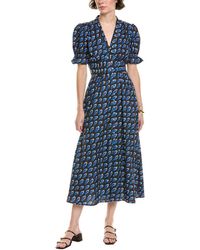 AREA STARS - Print Puff Sleeve Empire Midi Dress - Lyst