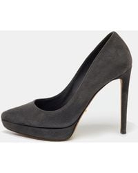 Sergio Rossi - Dark Suede Pointed Toe Platform Pumps - Lyst