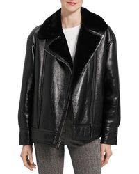 Theory - Leather Shearling Lined Motorcycle Jacket - Lyst