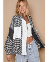 Pol - Houndstooth Sweater Shacket - Lyst
