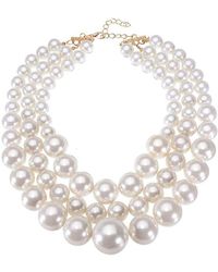 Liv Oliver - 18k Gold Multi Pearl Necklace - Lyst
