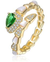 Rachel Glauber - 14K Plated With Mother Of Pearl & Colored Cubic Zirconia Bypass Ring - Lyst