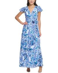 Eliza J - Chiffon Floral Maxi Dress - Lyst