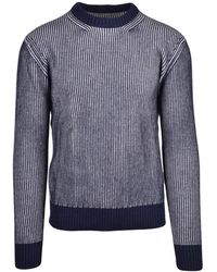 Add - Crew Neck Sweater With Vertical Ribbed Pattern And Premium Blend - Lyst