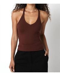 Olivaceous - Fitted V Neck Racerback Ribbed Spaghetti Strap Tank Top - Lyst