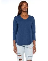 Wilt - 3/4 Sleeve V-Neck Shirttail T W/ Raw Hem Top - Lyst