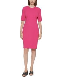 Calvin Klein - Jewel Neck Knee Length Midi Dress - Lyst