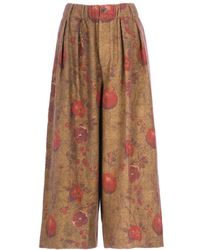 Uma Wang - Wide-Leg Pants With Contrasting Floral Motifs - Lyst