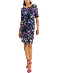 Connected Apparel - Petites Floral Gathered Sheath Dress - Lyst