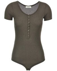 Lemaire - Ribbed Viscose And Silk Blend Bodysuit - Lyst