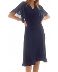 Joseph Ribkoff - V-Neck Flutter Sleeve Faux Wrap Dress - Lyst