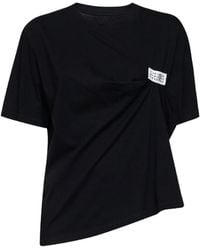 MM6 by Maison Margiela - T-Shirt Draped Detail - Lyst
