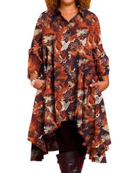 On The Plus Side - 3/4 Sleeve Birdie Plus Size Tunic Dress With Pockets - Lyst