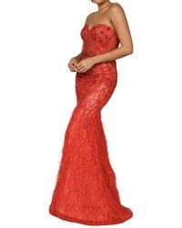 Terani - Strapless Beaded Tulle Mermaid Gown - Lyst