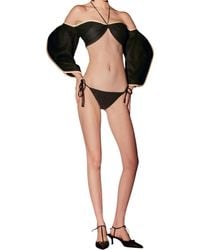 Yukio - Cropped Linho Bolhas Preto Top - Lyst