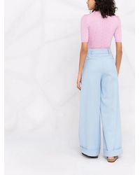 Ferragamo - Ferragamo Gancini-Pattern Short-Sleeve Knitted Top - Lyst