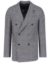 Lardini - Double-Breasted Plaid Blazer - Lyst